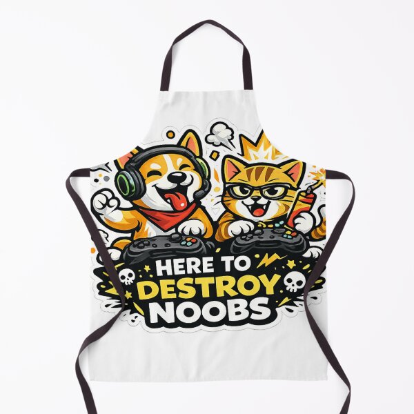 Item preview, Here to Destroy Noobs – Funny Gamer Cat and Dog designed and sold by EpicwaveDesigns.