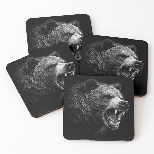 Item preview, Roaring Bear Black and White Wildlife Art designed and sold by PrintHorizonD.