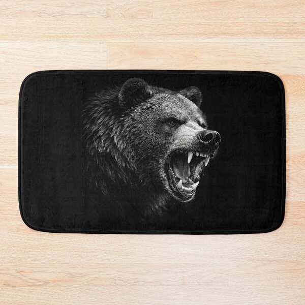 Item preview, Roaring Bear Black and White Wildlife Art designed and sold by PrintHorizonD.