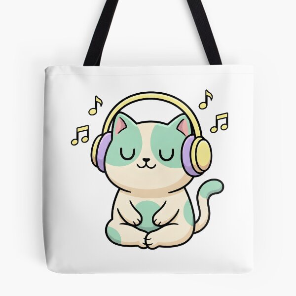Item preview, Cute Mint Green Cat with Headphones - Pastel Lo-Fi Music & Chill Vibes designed and sold by Inna Myrien.