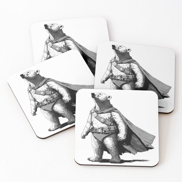 Item preview, Superhero Polar Bear Black and White Comic Illustration designed and sold by inkoutninja.