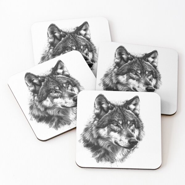 Item preview, Realistic Wolf Portrait Black and White Wildlife Art designed and sold by inkoutninja.