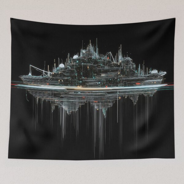 Item preview, Cyberpunk Glitch City – Neon Wireframe Art designed and sold by B-Russ-Stuff.