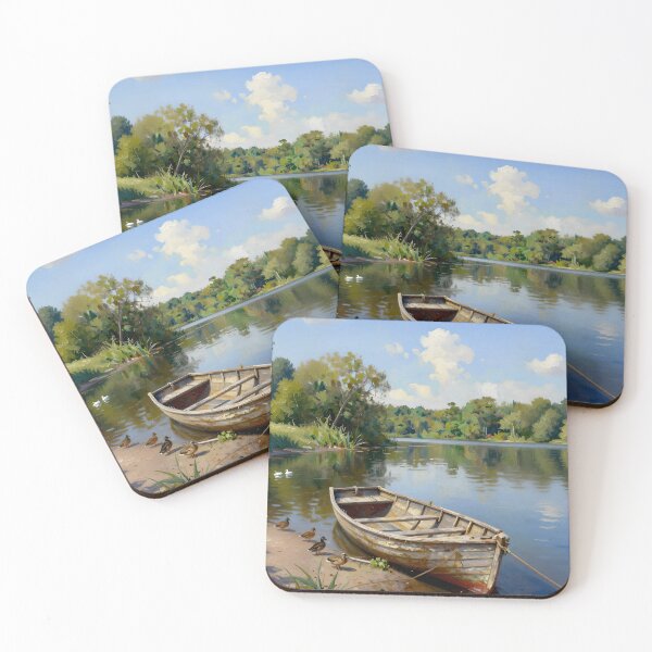 Item preview, Rustic Wooden Rowboat Lakeside Impressionist Art designed and sold by AnimalAirtistry.