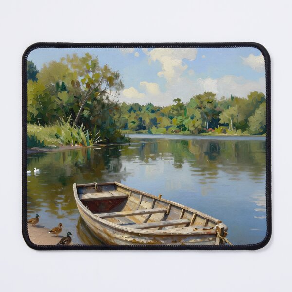 Item preview, Rustic Wooden Rowboat Lakeside Impressionist Art designed and sold by AnimalAirtistry.