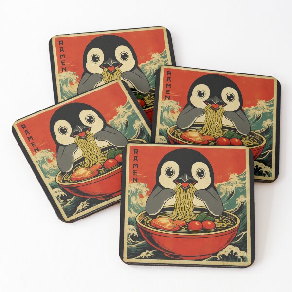 Item preview, Penguin Ramen Illustration Japanese Style Cute Food Art designed and sold by JEFDodsonArt.