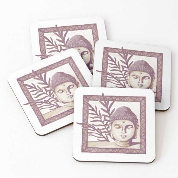 Item preview, Buddha Head Statue with Palm Fronds Watercolor - Fawn + Beet designed and sold by Irene Estelle.