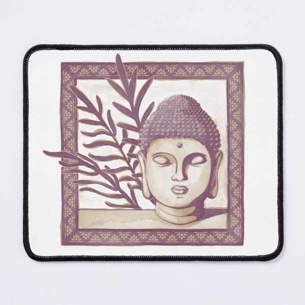 Item preview, Buddha Head Statue with Palm Fronds Watercolor - Fawn + Beet designed and sold by Irene Estelle.