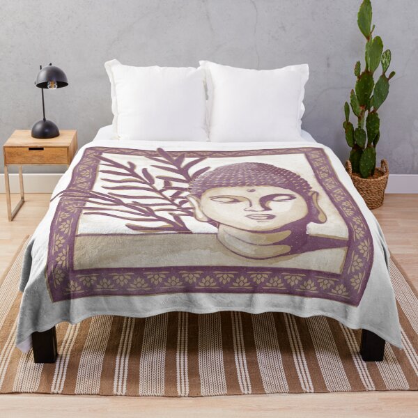 Item preview, Buddha Head Statue with Palm Fronds Watercolor - Fawn + Beet designed and sold by Irene Estelle.