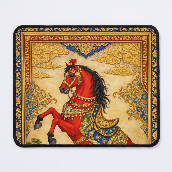 Item preview, Babylonian Steed: Royal Persian Miniature Art | Ornate Horse Painting with Gold Embellishments designed and sold by Art Lea.