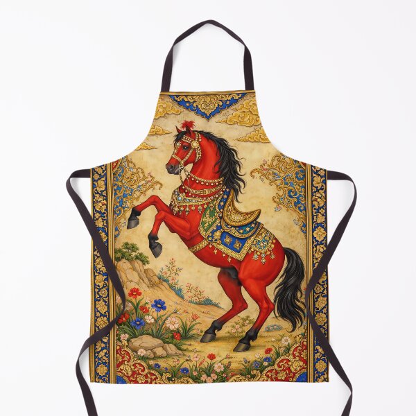 Item preview, Babylonian Steed: Royal Persian Miniature Art | Ornate Horse Painting with Gold Embellishments designed and sold by Art Lea.