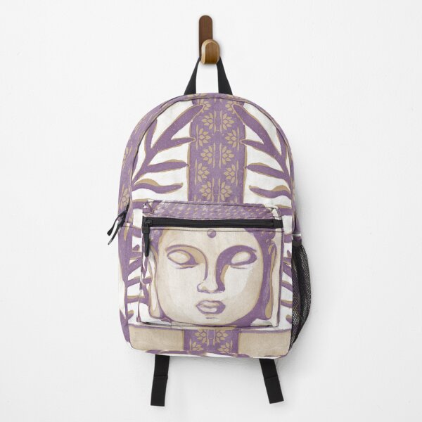 Item preview, Buddha Head Statue with Palm Fronds Watercolor - Fawn + Plum designed and sold by Irene Estelle.