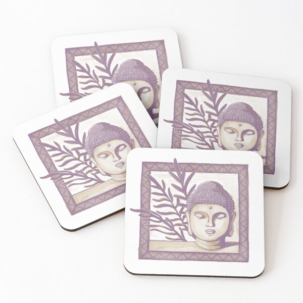 Item preview, Buddha Head Statue with Palm Fronds Watercolor - Fawn + Plum designed and sold by Irene Estelle.