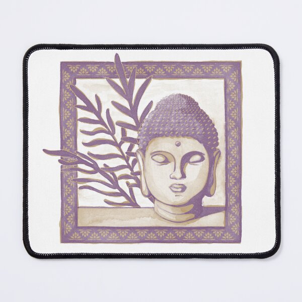 Item preview, Buddha Head Statue with Palm Fronds Watercolor - Fawn + Plum designed and sold by Irene Estelle.