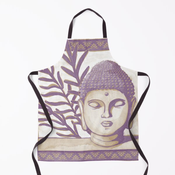 Item preview, Buddha Head Statue with Palm Fronds Watercolor - Fawn + Plum designed and sold by Irene Estelle.