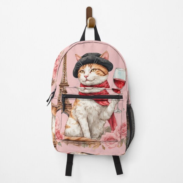 Item preview, A cat in a beret with a glass of red wine near the Eiffel Tower. designed and sold by Natalia-Vlad.