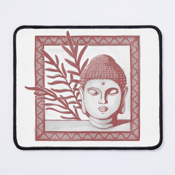 Item preview, Buddha Head Statue with Palm Fronds Watercolor - Fog + Ruby designed and sold by Irene Estelle.