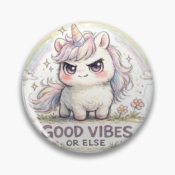 Item preview, Aggressively Positive Unicorn Sticker – “Good Vibes or Else” Cute Kawaii Meme designed and sold by messupbro.