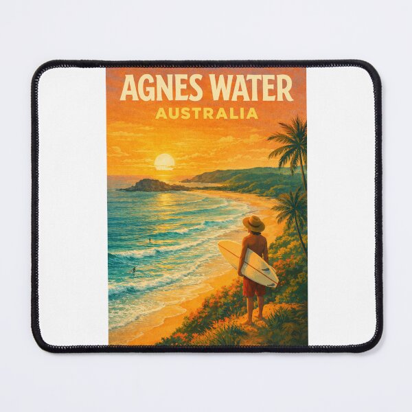 Item preview, Agnes Water Queensland Beach Sunset with Surfer and Pacific Ocean View designed and sold by Aryabek.