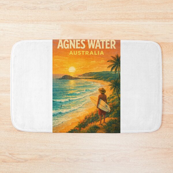 Item preview, Agnes Water Queensland Beach Sunset with Surfer and Pacific Ocean View designed and sold by Aryabek.