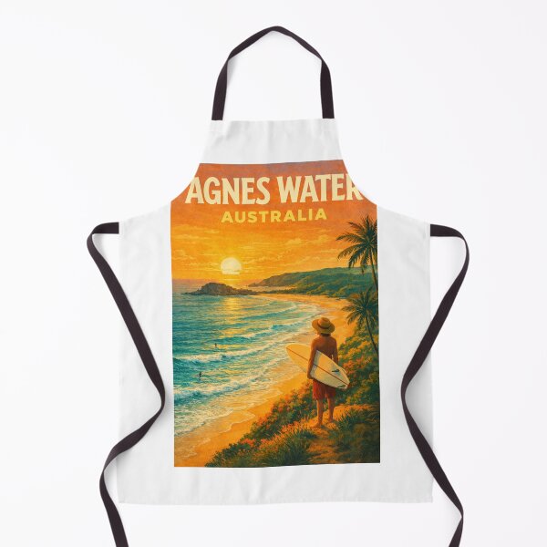 Item preview, Agnes Water Queensland Beach Sunset with Surfer and Pacific Ocean View designed and sold by Aryabek.