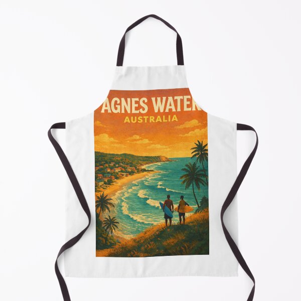 Item preview, Agnes Water Queensland Coastline with Surfers and Tropical Town View designed and sold by Aryabek.