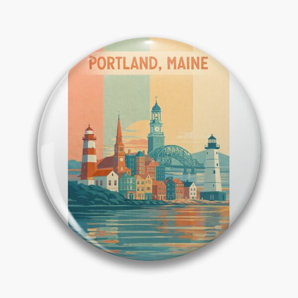 Item preview, Portland Maine Harborfront with Lighthouses and Historic Old Port Skyline designed and sold by Aryabek.