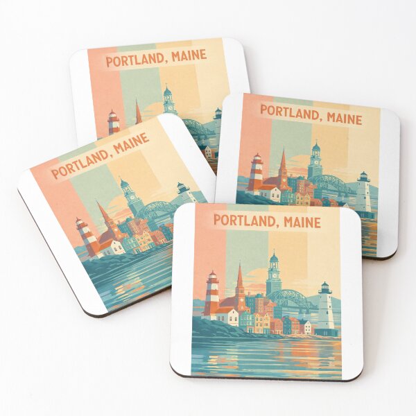 Item preview, Portland Maine Harborfront with Lighthouses and Historic Old Port Skyline designed and sold by Aryabek.