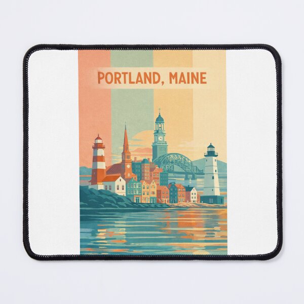 Item preview, Portland Maine Harborfront with Lighthouses and Historic Old Port Skyline designed and sold by Aryabek.