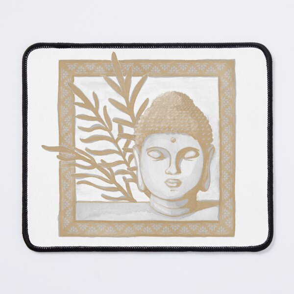 Item preview, Buddha Head Statue with Palm Fronds Watercolor - Fog + Fawn designed and sold by Irene Estelle.