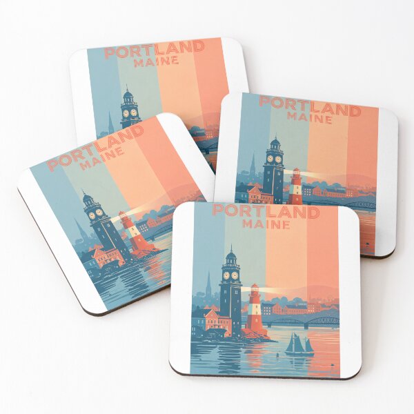 Item preview, Portland Maine Waterfront with Lighthouse and Sailboats on Casco Bay designed and sold by Aryabek.