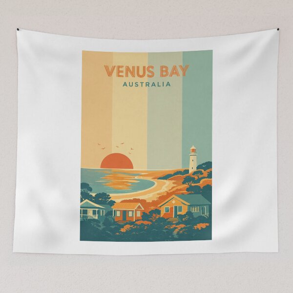 Item preview, Venus Bay Victoria Sunset with Beachfront Cottages and Lighthouse designed and sold by Aryabek.