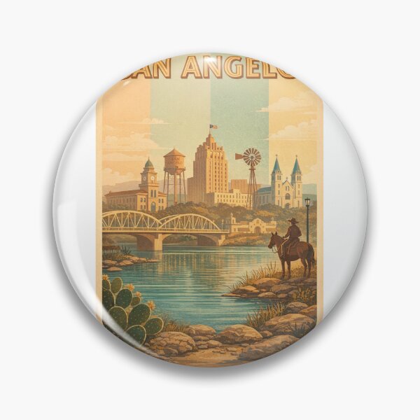 Item preview, San Angelo Texas Skyline with Riverfront and Historic Architecture designed and sold by Aryabek.