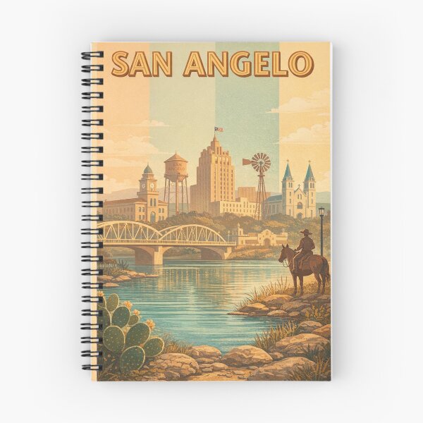 Item preview, San Angelo Texas Skyline with Riverfront and Historic Architecture designed and sold by Aryabek.
