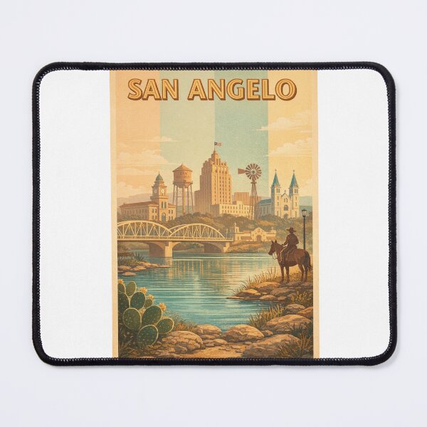 Item preview, San Angelo Texas Skyline with Riverfront and Historic Architecture designed and sold by Aryabek.