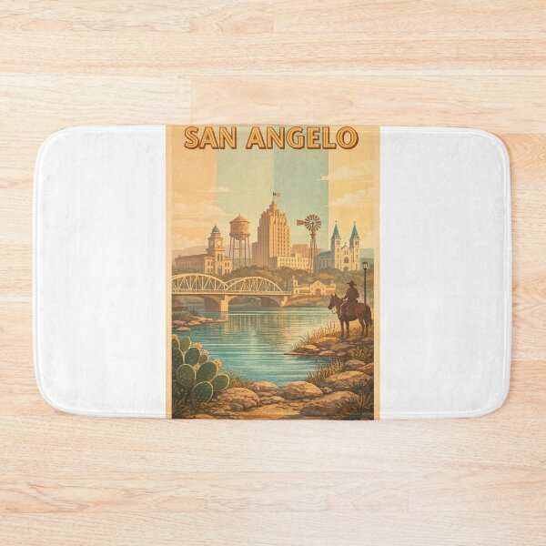 Item preview, San Angelo Texas Skyline with Riverfront and Historic Architecture designed and sold by Aryabek.