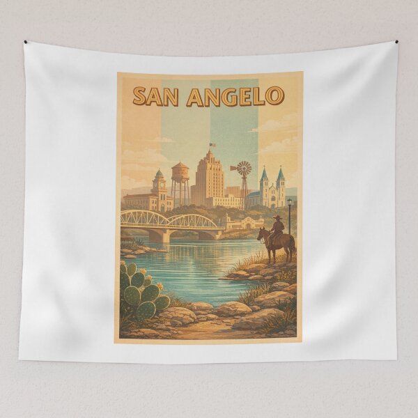Item preview, San Angelo Texas Skyline with Riverfront and Historic Architecture designed and sold by Aryabek.