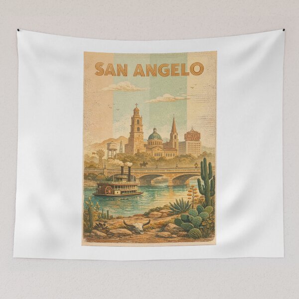 Item preview, San Angelo River Steamboat and Downtown Texas Architecture designed and sold by Aryabek.