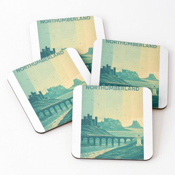 Item preview, Northumberland Coastal Rail Line with Bamburgh Castle and Lighthouse designed and sold by Aryabek.