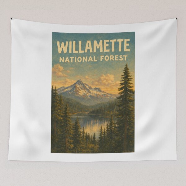 Item preview, Willamette National Forest Oregon Mountains and Alpine Lake Landscape designed and sold by Aryabek.