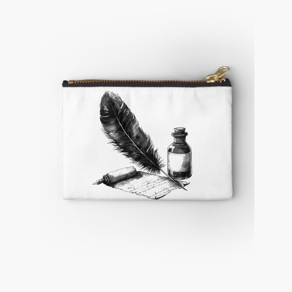 Item preview, Quill Pen and Ink Bottle Black and White Vintage Writing Art designed and sold by inkoutninja.