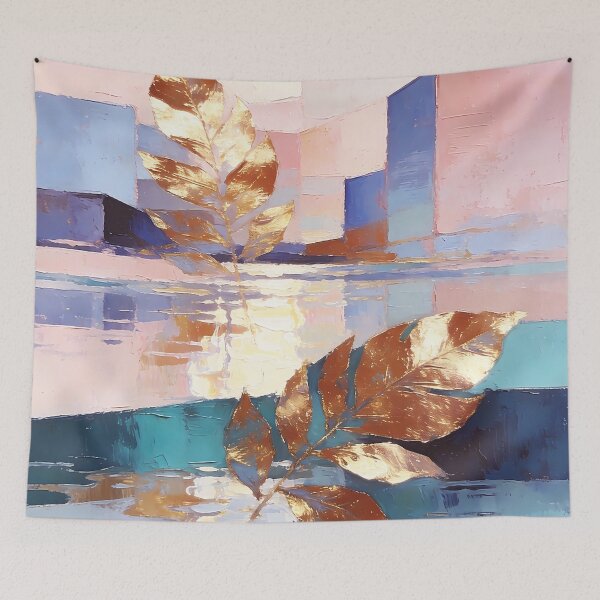 Item preview, contemporary abstract watercolor with gold leaf designed and sold by soulfulpalette.