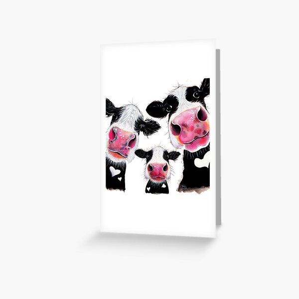 CoW PRiNT, ANiMaL PRiNT ' THe NoSeY FaMiLY ' BY SHiRLeY MacARTHuR Greeting Card
