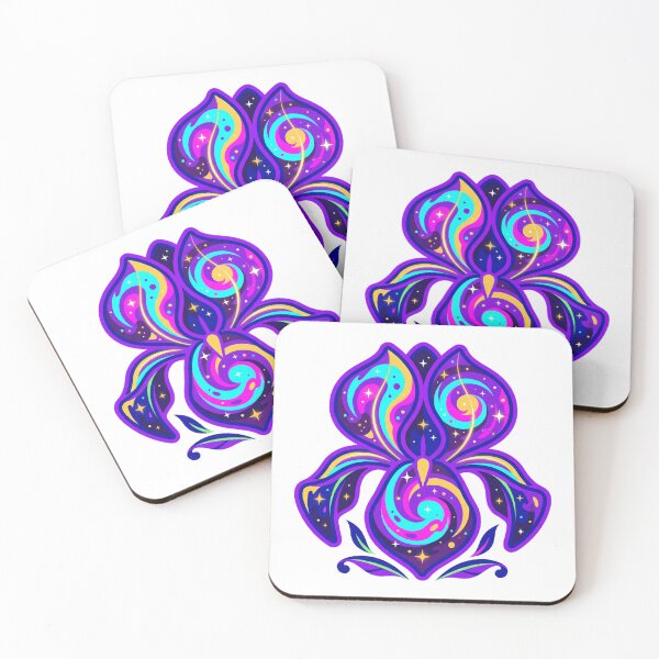 Item preview, Cosmic Iris Flower Galaxy Swirl Psychedelic Floral Art designed and sold by lunahlee.