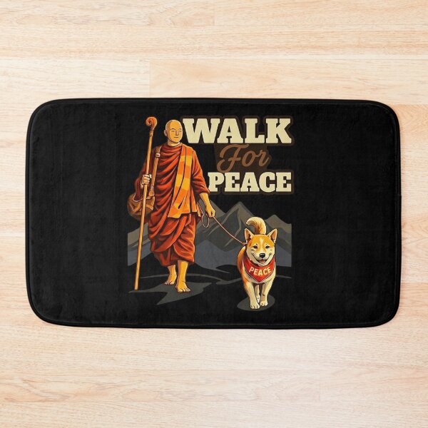 Item preview, Walk for Peace Buddhist Monk and Shiba Inu Dog Illustration designed and sold by ColbyAida.