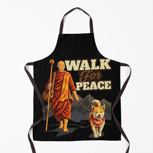 Item preview, Walk for Peace Buddhist Monk and Shiba Inu Dog Illustration designed and sold by ColbyAida.