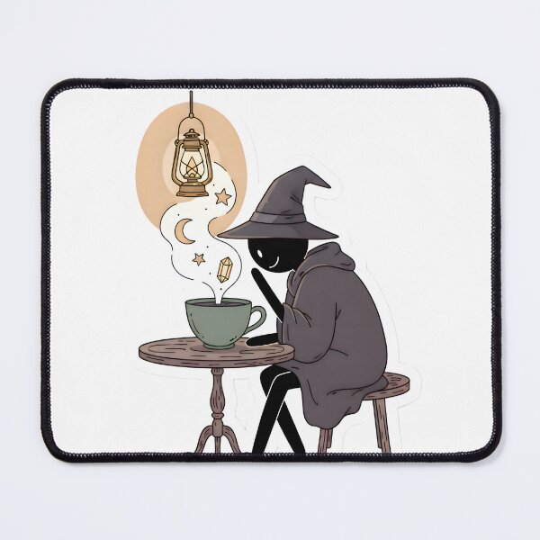 Item preview, Cozy Wizard Stickman Coffee Magic Whimsigoth Dark Academia Aesthetic designed and sold by StickyGuys.