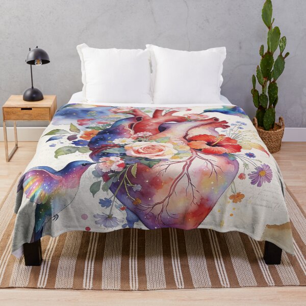 Item preview, hummingbird heart botanical watercolor designed and sold by soulfulpalette.