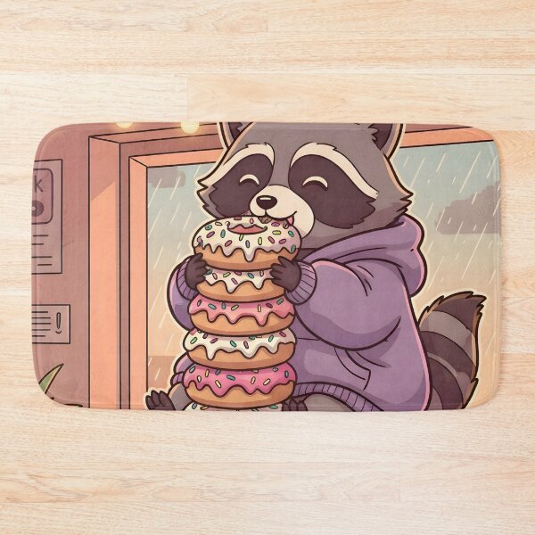 Item preview, Cozy Raccoon Donut Vending Machine Dopamine Decor Aesthetic Kawaii designed and sold by StickyGuys.