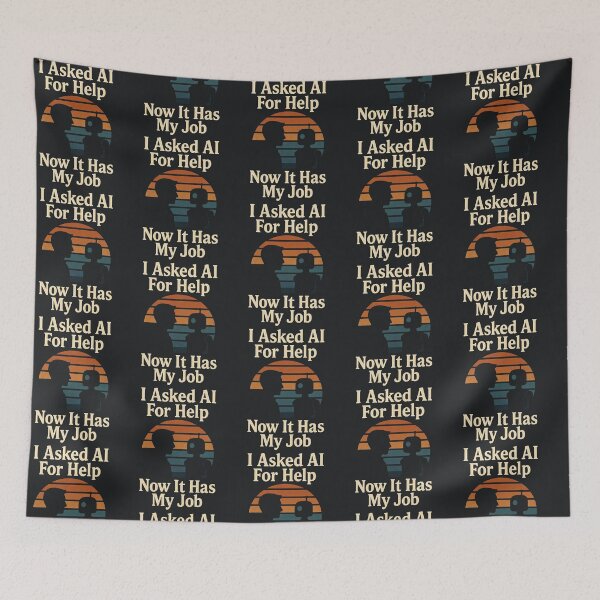 Item preview, I Asked AI For Help – Dark Tech AI Humor Design designed and sold by Taans-Creation.
